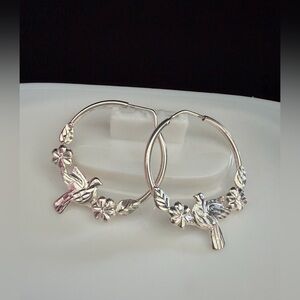 Hummingbird 925 Sterling Silver Hoops.